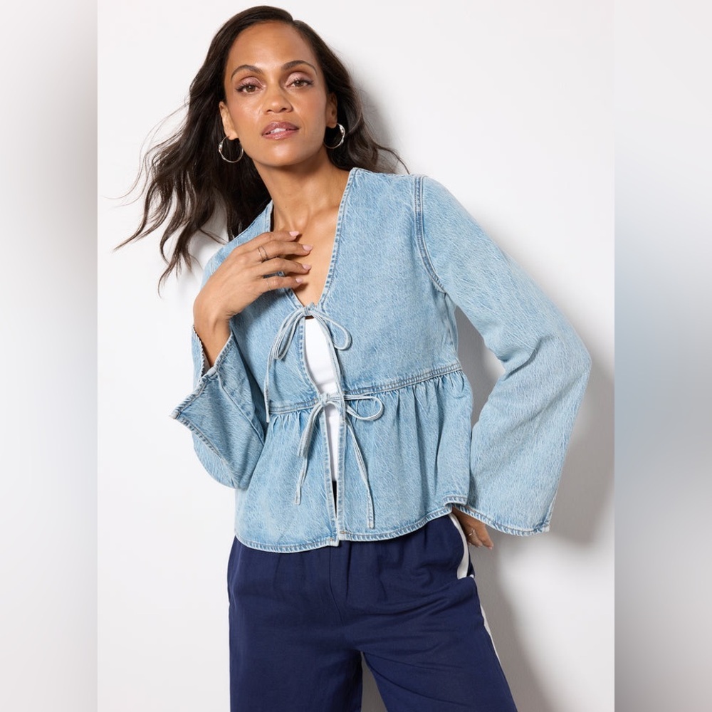 NWT Blank NYC Evereve Tie Front Denim Jacket